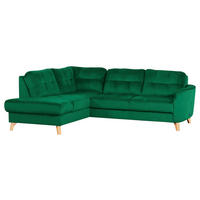 ECKSOFA Dunkelgrün Samt  - Dunkelgrün/Buchefarben, Design, Holz/Textil (190/236cm) - Livetastic