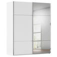 SCHWEBETÜRENSCHRANK 181/223/68 cm 2-türig Weiß  - Chromfarben/Weiß, KONVENTIONELL, Glas/Holzwerkstoff (181/223/68cm) - Novel