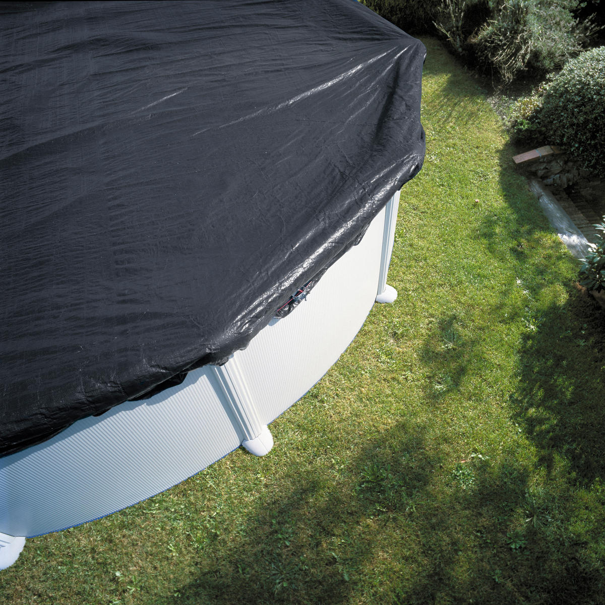 POOLABDECKPLANE 380 cm  - Schwarz, KONVENTIONELL, Kunststoff (380cm) - Gre