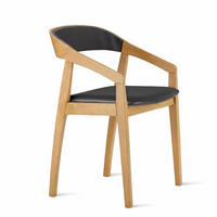 STOL MED ARMSTÖD  läderutbud, tygutbud  äkta läder  svart, ekfärgad  - svart/ekfärgad, Lifestyle, läder/trä (50/77/51cm) - Skovby