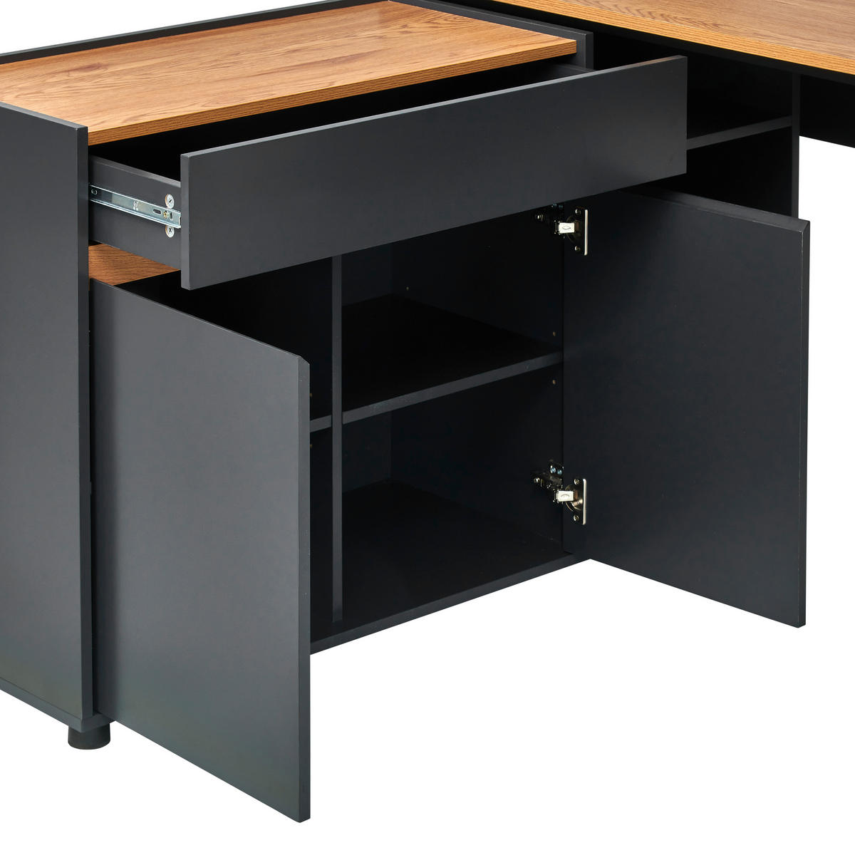 ECKSCHREIBTISCH  Schwarz, Eichefarben  - Eichefarben/Schwarz, MODERN, Holzwerkstoff (150/76,5/136,5cm) - MID.YOU