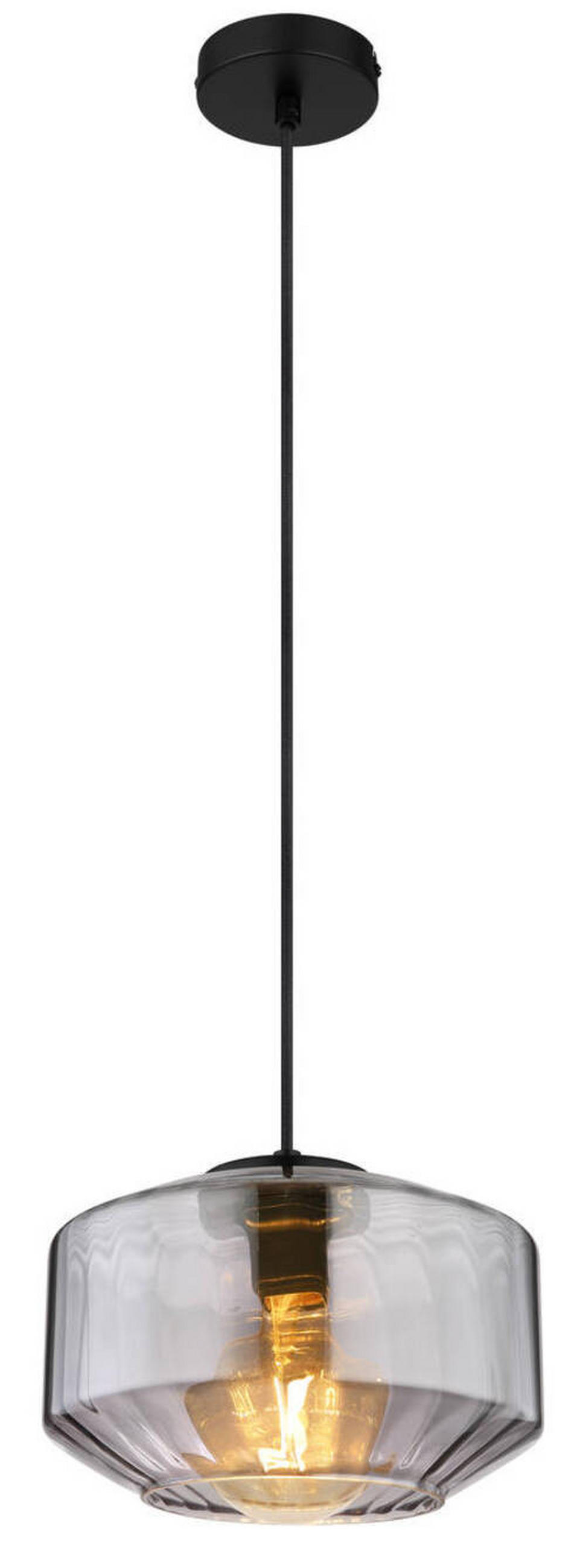 HÄNGLAMPA 24/120 cm  - svart, Design, metall/glas (24/120cm) - Globo