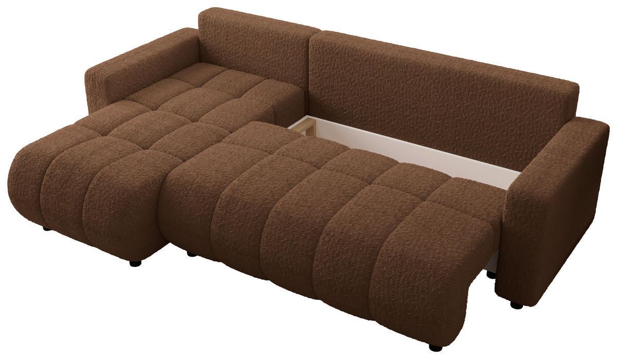 ECKSOFA  in Bouclé Rostfarben  - Rostfarben/Schwarz, MODERN, Kunststoff/Textil (150/240cm) - Carryhome