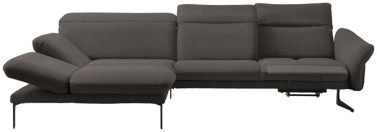 ECKSOFA in Webstoff Dunkelgrau  - Dunkelgrau/Anthrazit, Design, Textil/Metall (203/299cm) - Himolla