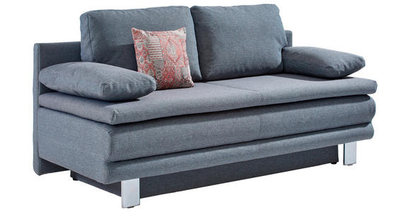 SCHLAFSOFA Webstoff Grau, Türkis - Türkis/Chromfarben, Design, Textil/Metall (194/96/86cm) - Novel