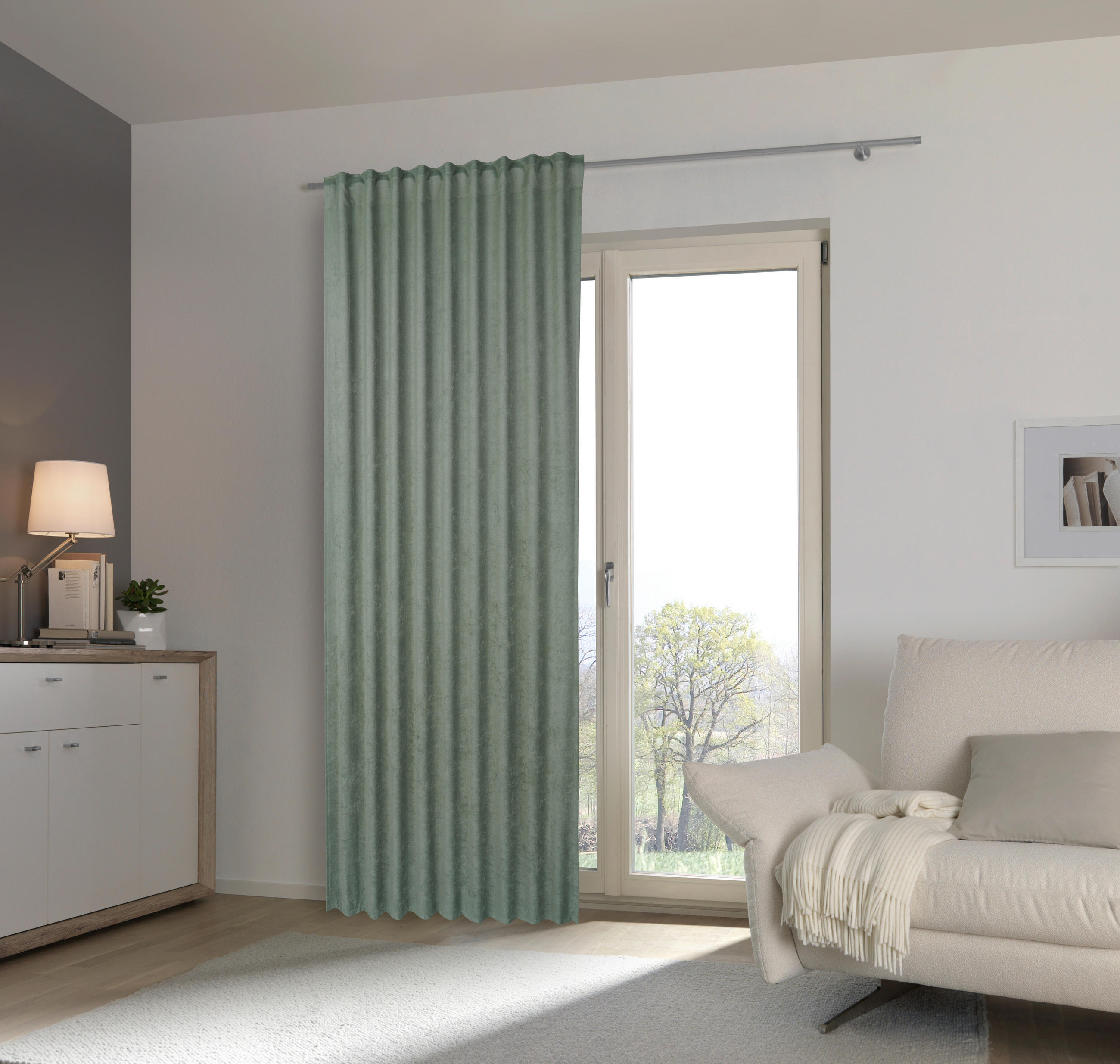 HOTOVÝ ZÁVES, nepriehľadné, 140/175 cm - šalviovozelená, Konventionell, textil (140/175cm) - Esposa