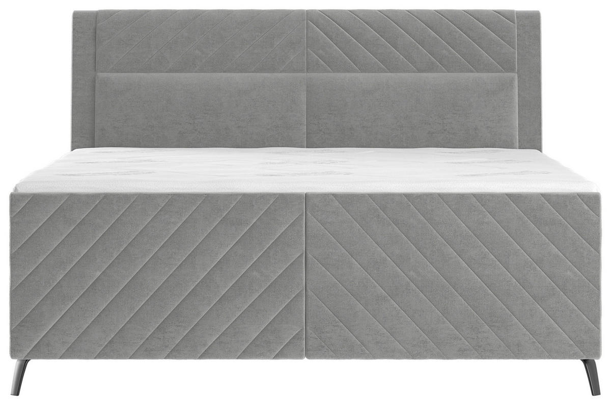 BOXSPRINGBETT 180/200 cm  in Hellgrau  - Hellgrau/Schwarz, Design, Textil/Metall (180/200cm) - Esposa