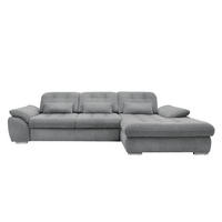 ECKSOFA in Chenille Silberfarben  - Chromfarben/Anthrazit, Modern, Textil/Metall (314/184cm) - Livetastic
