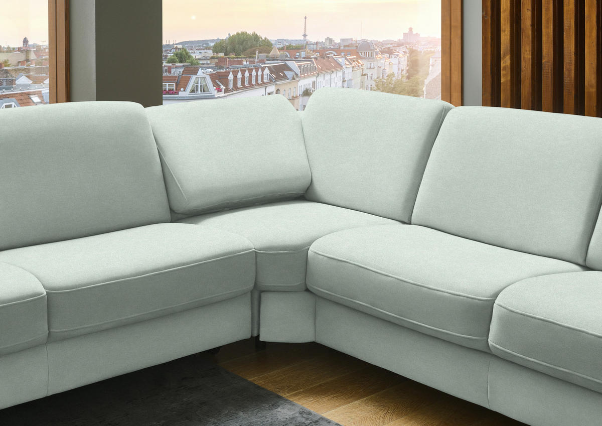 ECKSOFA in Chenille Hellgrün  278/278 cm  - Schwarz/Hellgrün, Design, Textil/Metall (278/278cm) - Valdera
