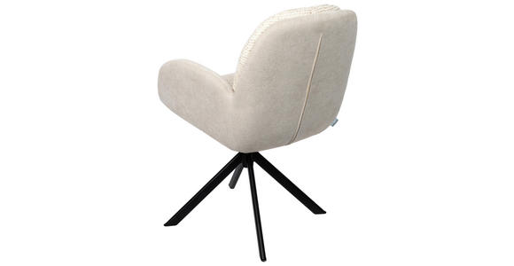 ARMLEHNSTUHL  in Eisen Webstoff  - Beige/Schwarz, Design, Textil/Metall (59/90/64cm) - Linea Natura