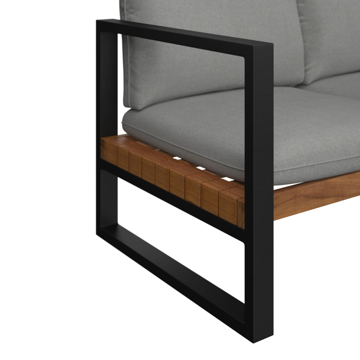 LOUNGEGARNITUR 216/234 cm Akazie massiv Stahl  - Grau/Teakfarben, MODERN, Holz/Textil (216/234cm) - Ambia Garden