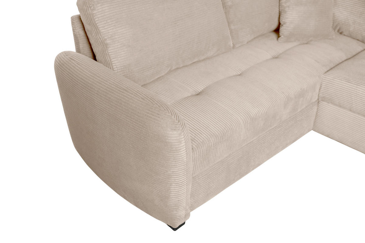 WOHNLANDSCHAFT SORINA Hellbraun Cord  - Hellbraun/Schwarz, Design, Kunststoff/Textil (202/305/157cm) - MID.YOU