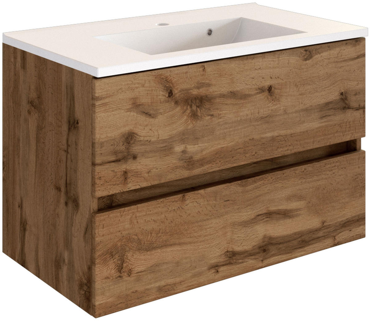 WASCHTISCHKOMBI 80 cm  - Eiche Wotan/Weiß, Natur, Holzwerkstoff/Stein (80cm) - Held