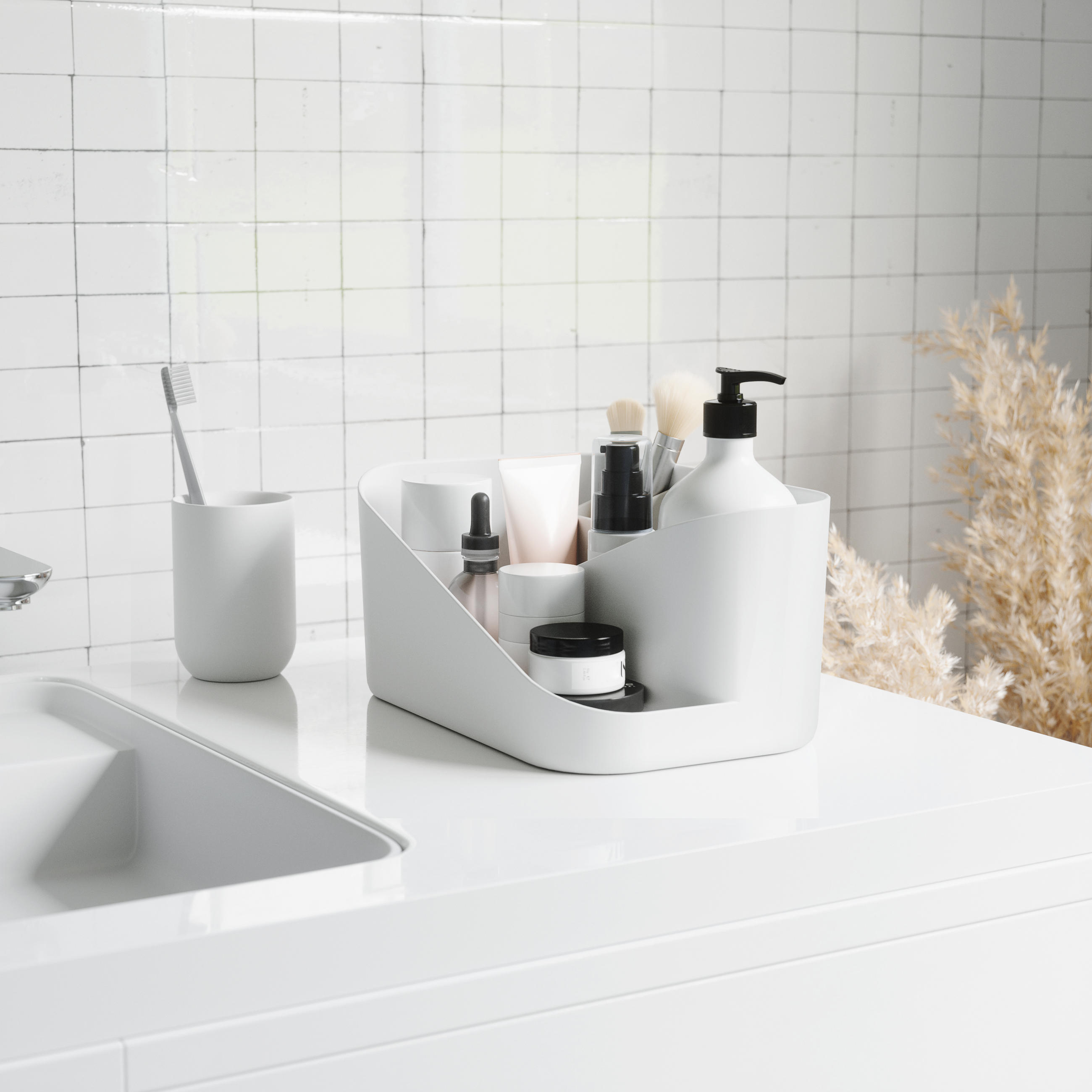 KOSMETIK-ORGANIZER  - Weiß/Grau, Design, Kunststoff (27/17/13cm) - Umbra