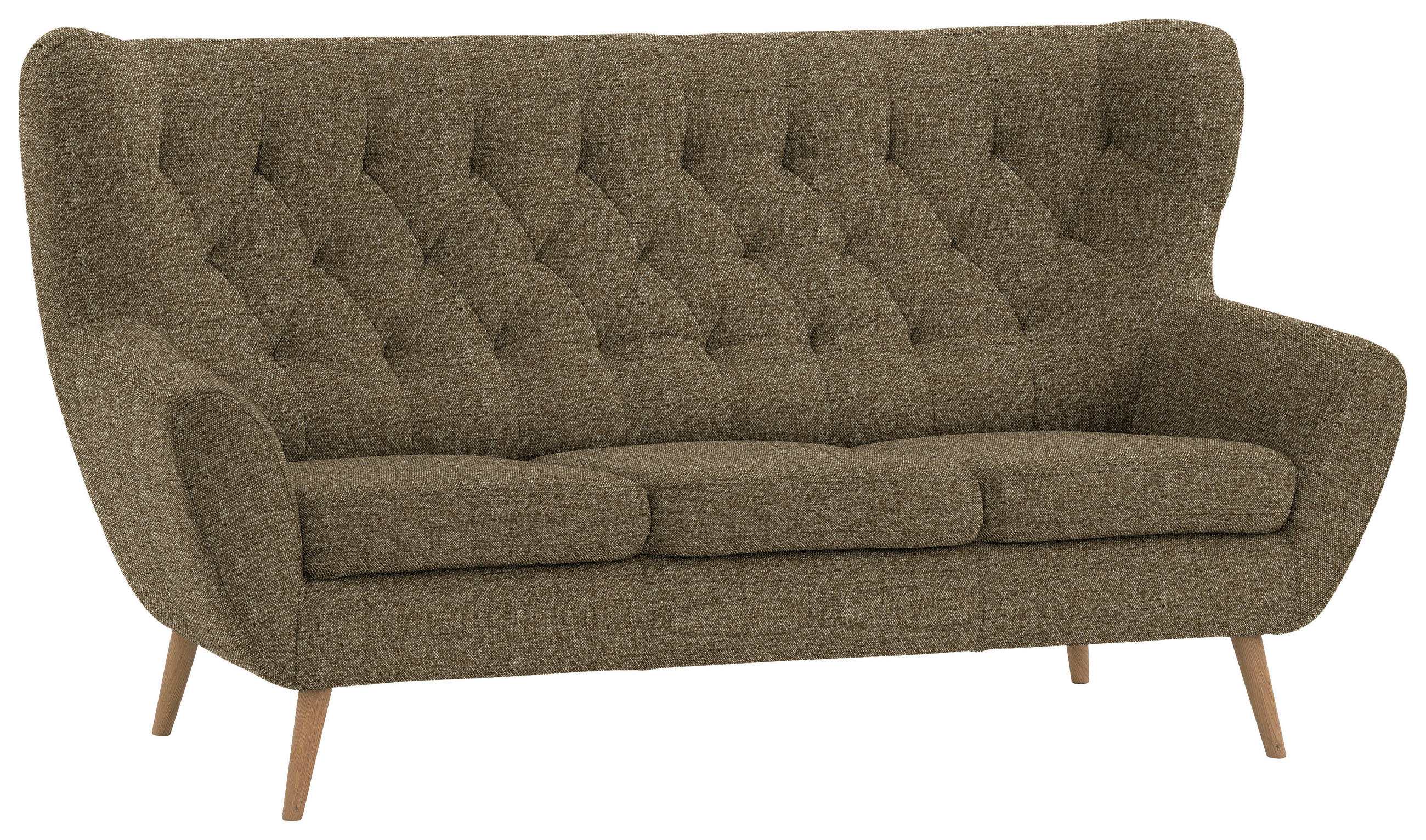 3-SITZER-SOFA Webstoff Olivgrün  - Olivgrün, Design, Holz/Textil (187/101/95cm) - Stylife
