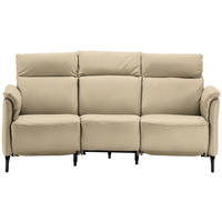 TRAPEZSOFA  in Mikrofaser Ecru  - Ecru/Schwarz, KONVENTIONELL, Textil/Metall (221/103/95cm) - Dieter Knoll