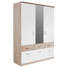KLEIDERSCHRANK 3-türig Sonoma Eiche, Weiß - Silberfarben/Weiß, Design, Glas/Holzwerkstoff (136/197/56cm) - Carryhome KLEIDERSCHRANK 3-türig Sonoma Eiche, Weiß - Silberfarben/Weiß, Design, Glas/Holzwerkstoff (136/197/56cm) - Carryhome