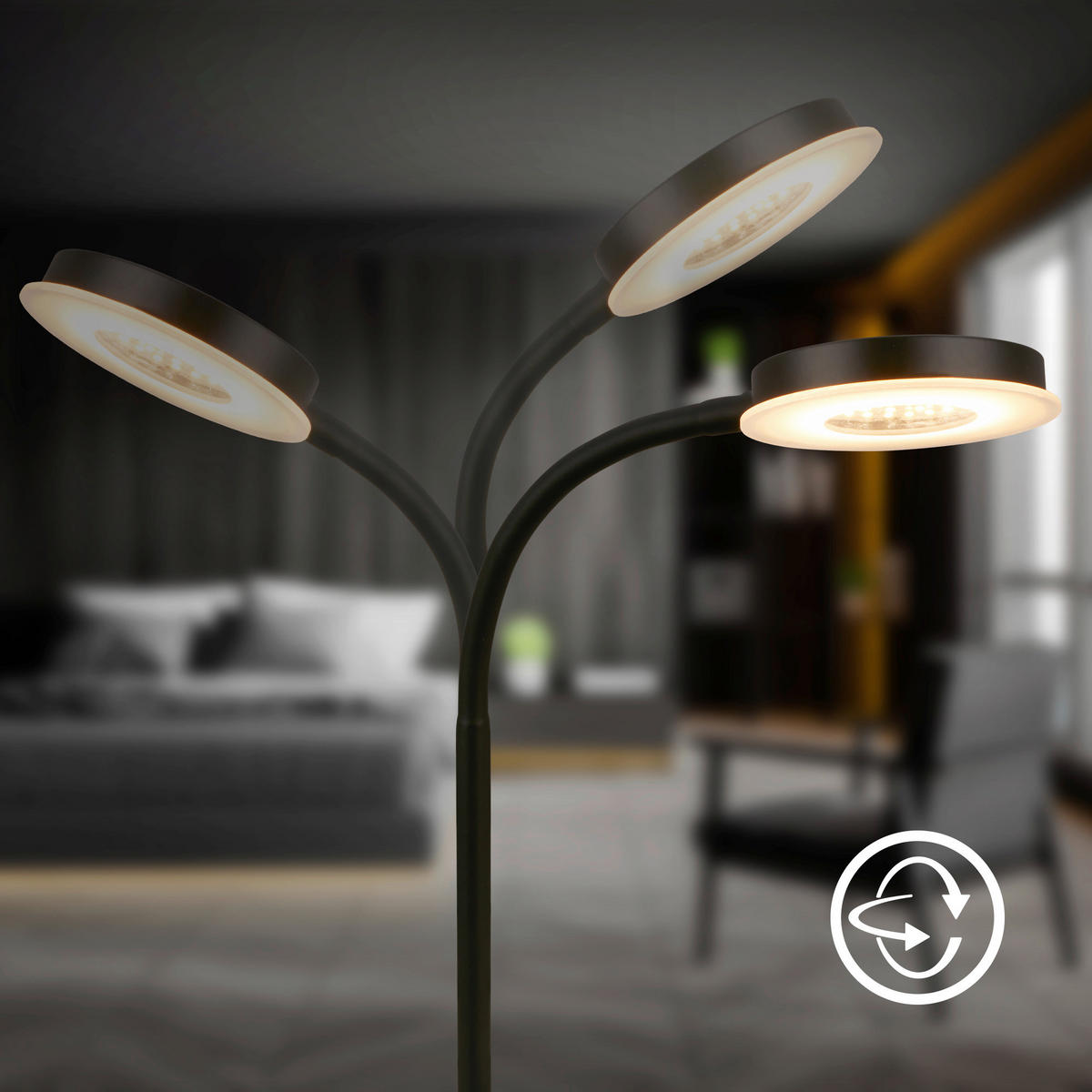 STOLNÍ LED LAMPA, dotykový stmívač, 13/55,5 cm  - černá/béžová, Design, kov/plast (13/55,5cm)