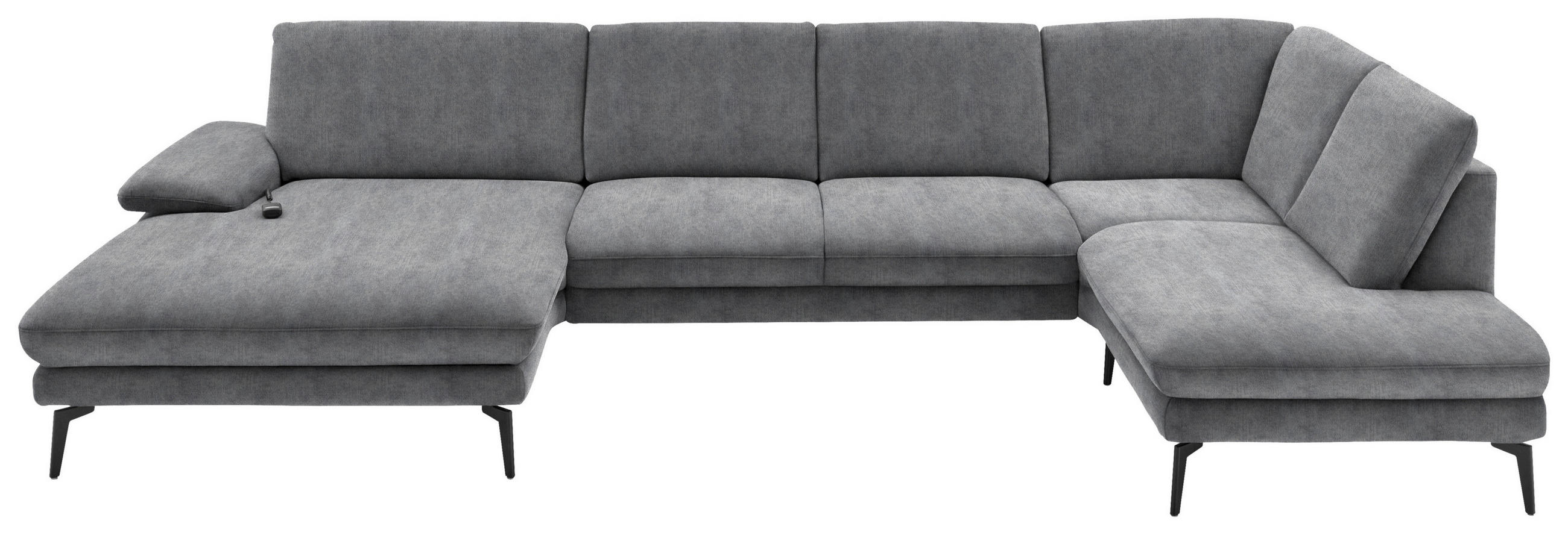 WOHNLANDSCHAFT in Velours Silberfarben  - Silberfarben/Schwarz, Design, Textil/Metall (180/344/208cm) - Dieter Knoll