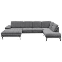 WOHNLANDSCHAFT in Velours Silberfarben  - Silberfarben/Schwarz, Design, Textil/Metall (180/344/208cm) - Dieter Knoll