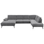 WOHNLANDSCHAFT in Velours Silberfarben  - Silberfarben/Schwarz, Design, Textil/Metall (180/344/208cm) - Dieter Knoll