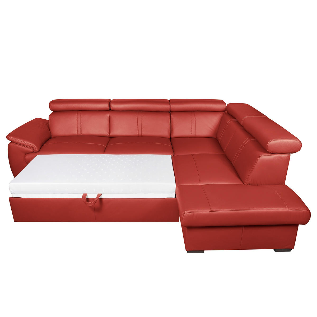 ECKSOFA  in Echtleder Rot  - Wengefarben/Rot, Design, Leder/Holz (265/211cm) - Livetastic