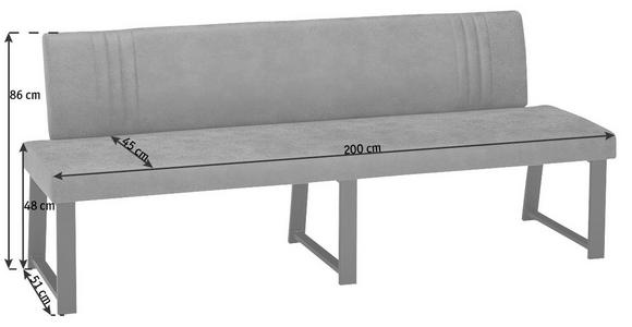 SITZBANK 200/86/60 cm Mikrofaser Schwarz, Dunkelgrau  - Dunkelgrau/Schwarz, Design, Textil/Metall (200/86/60cm) - Venda