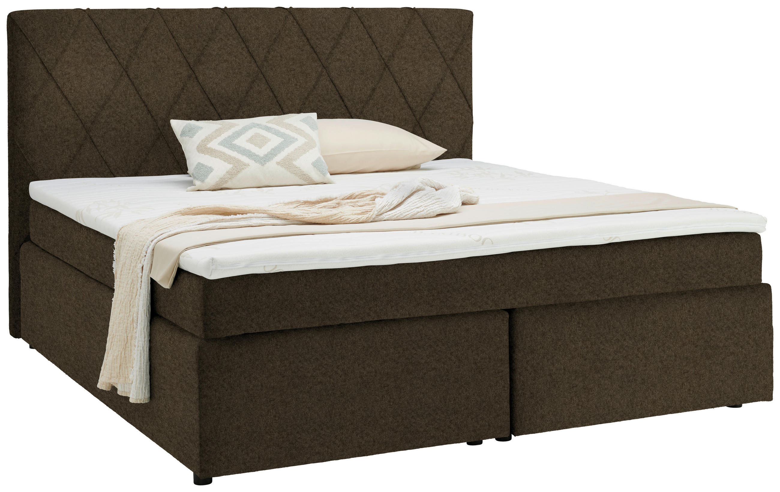 BOXSPRINGBETT 180/200 cm  in Braun  - Schwarz/Braun, Design, Kunststoff/Textil (180/200cm) - Xora