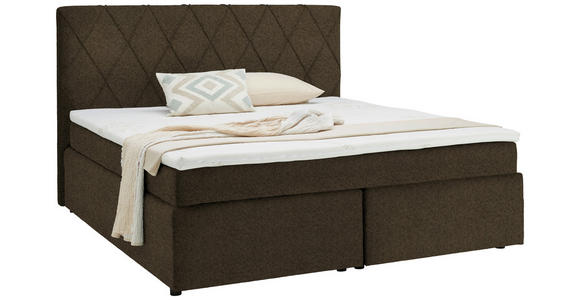 BOXSPRINGBETT 180/200 cm  in Braun  - Schwarz/Braun, Design, Kunststoff/Textil (180/200cm) - Xora