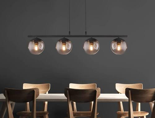 HÄNGELEUCHTE BLAMA 90/15/120 cm   - Schwarz, Design, Glas/Metall (90/15/120cm) - Globo