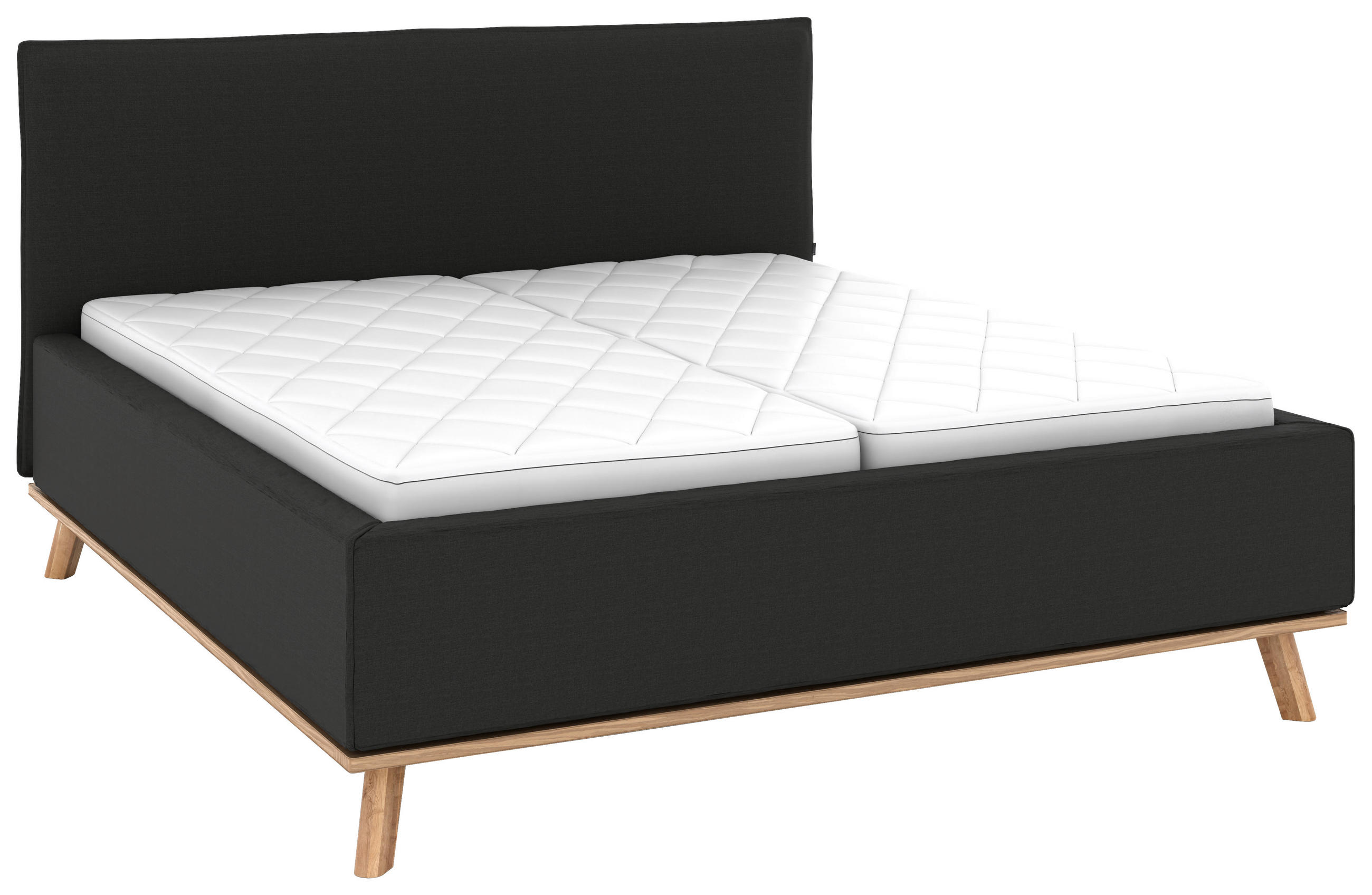 POLSTERBETT 160/200 cm,  in Anthrazit, Matratze, Lattenrost, Bettkasten, H2 + H2 = mittel  - Eichefarben/Anthrazit, Design, Holz/Textil (160/200cm) - Musterring