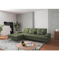 ECKSOFA in Flachgewebe Olivgrün  - Schwarz/Olivgrün, Konventionell, Textil/Metall (185/279cm) - Sit & More