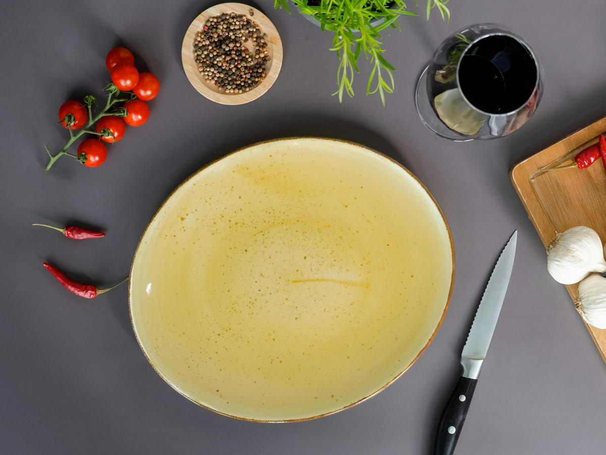 STEAKTELLERSET Vintage Nature Curry 4-teilig  - Currygelb, Basics, Keramik - Creatable