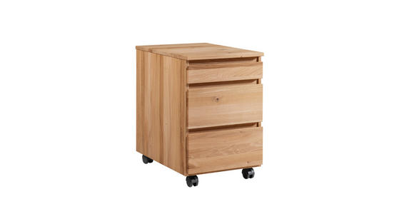 ROLLCONTAINER Asteiche massiv Eichefarben  - Eichefarben, KONVENTIONELL, Holz/Kunststoff (43/65/60cm) - Linea Natura