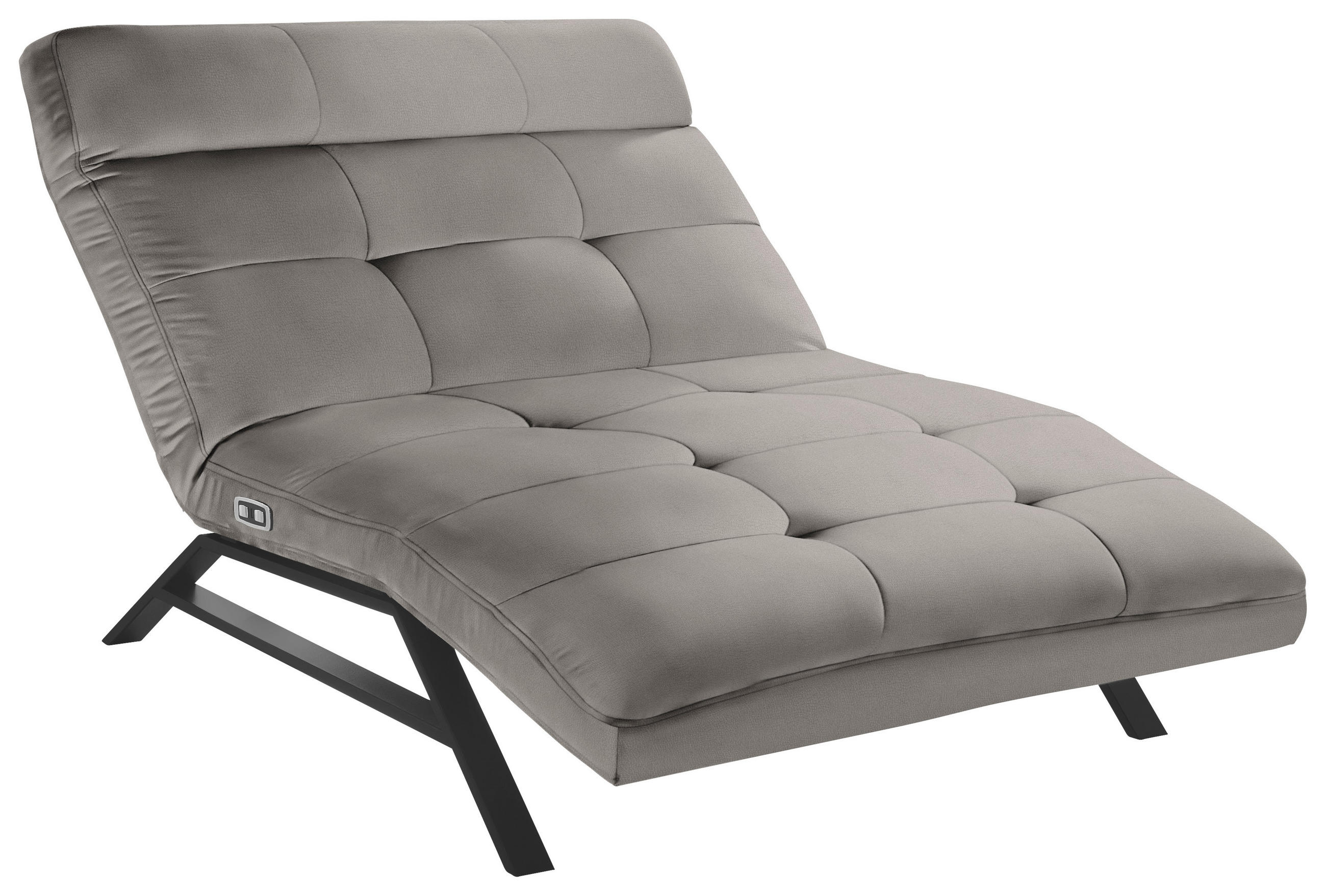 Liege mit motorischer Relaxfkt Echtleder Graubraun  - Graubraun/Schwarz, Design, Leder/Metall (120/54-113/158-198cm) - Pure Home Lifestyle