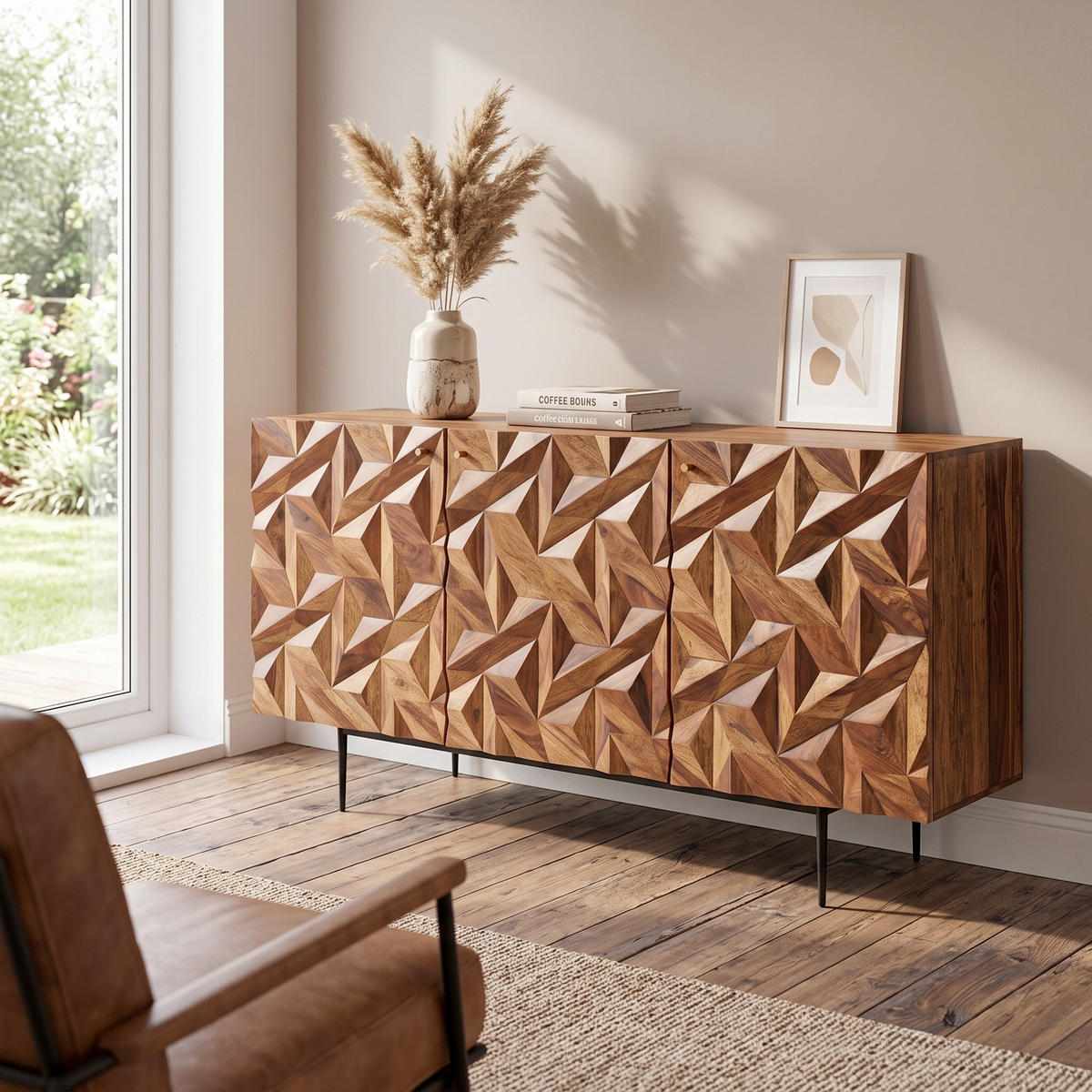 SIDEBOARD  144/72/47 cm  - Goldfarben/Sheeshamfarben, Design, Holz/Metall (144/72/47cm) - MID.YOU
