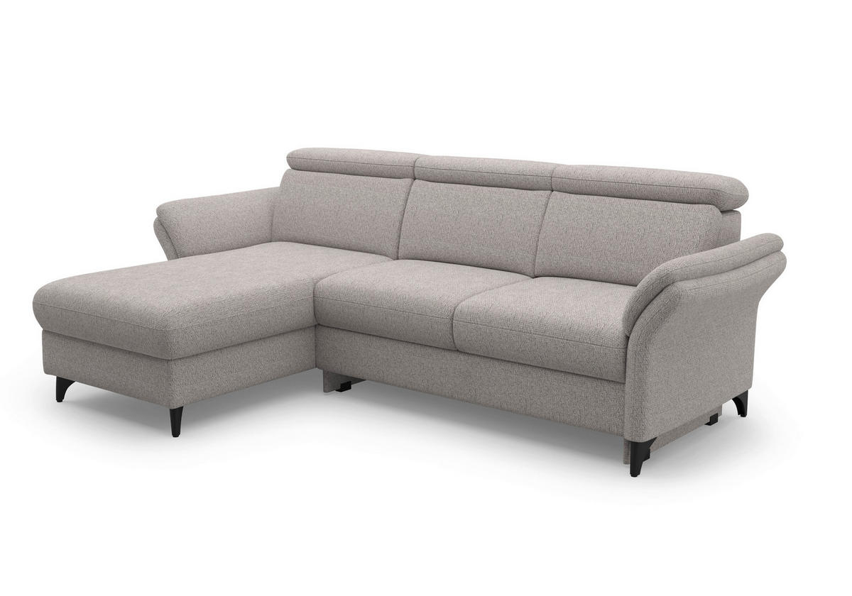 ECKSOFA GLENDALE E Silberfarben Chenille  - Silberfarben/Schwarz, KONVENTIONELL, Textil/Metall (166/253cm) - Sit & More