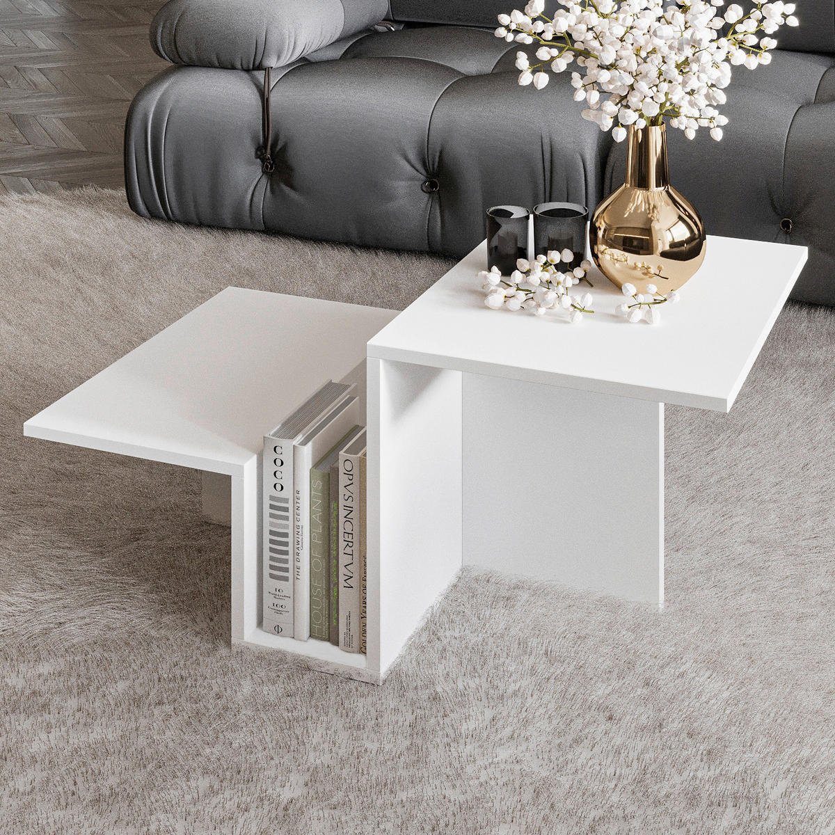 COUCHTISCH Relinda Couchtisch 90/45/50 cm Weiß  - Weiß, Design, Holzwerkstoff (90/45/50cm) - Livetastic