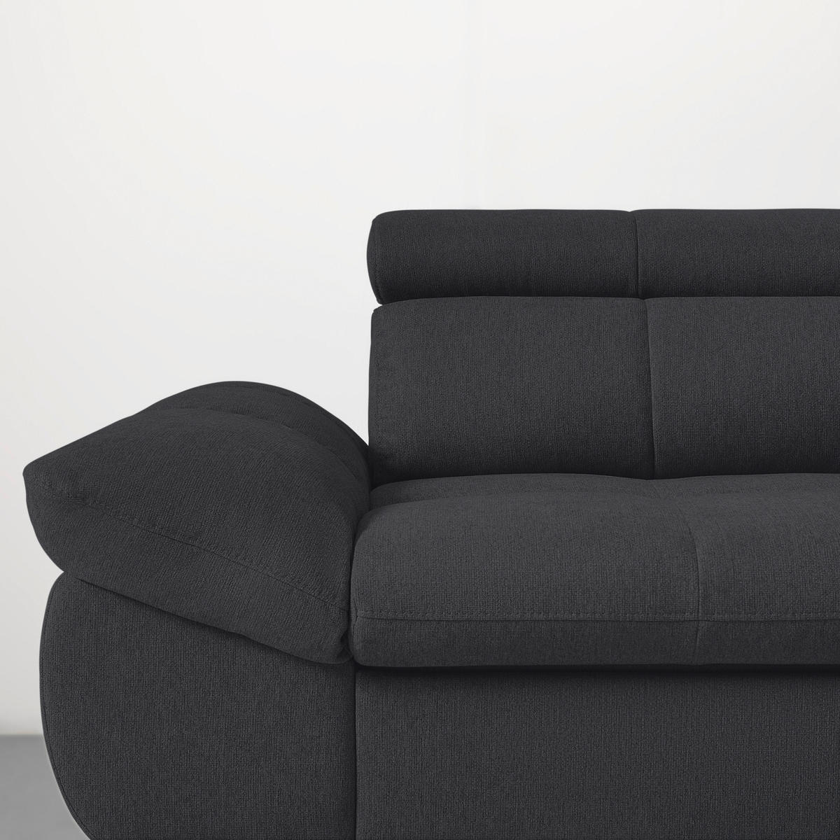 ECKSOFA in Chenille Schwarz  - Schwarz, Modern, Textil/Metall (296/201cm) - Livetastic