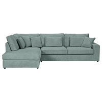ECKSOFA  in Cord Mintgrün Zierkissen, Rückenkissen, Rücken echt  228/307 cm  - Schwarz/Mintgrün, MODERN, Kunststoff/Textil (228/307cm) - Carryhome