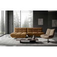 ECKSOFA Beigebraun Chenille Rücken echt, Sitztiefenverstellung  - Beigebraun/Schwarz, Design, Textil/Metall (178/295cm) - Belluti