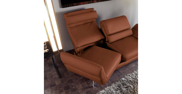 2-SITZER-SOFA Echtleder Braun  - Chromfarben/Braun, Design, Leder/Metall (178-226/82/96-177cm) - Dieter Knoll