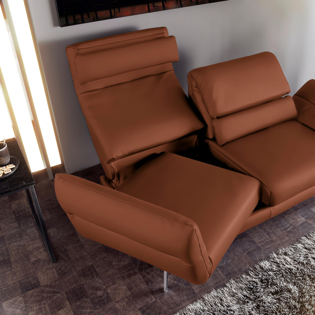 2-SITZER-SOFA in Echtleder Braun  - Chromfarben/Braun, Design, Leder/Metall (178-226/82/96-177cm) - Dieter Knoll