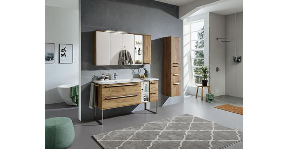 BADEZIMMER - Eichefarben/Weiß, Basics, Glas/Holzwerkstoff (145cm) - Dieter Knoll