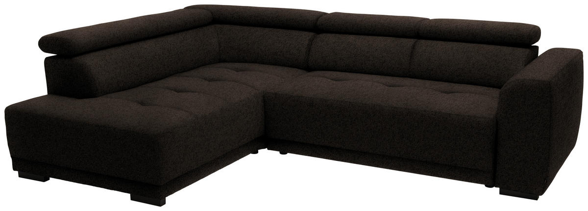 ECKSOFA in Struktur Dunkelbraun  - Dunkelbraun/Schwarz, Design, Kunststoff/Textil (205/284cm) - MID.YOU