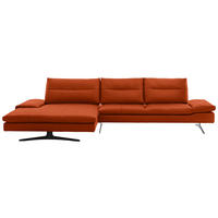 ECKSOFA in Echtleder Terracotta  158/342 cm  - Terracotta/Schwarz, MODERN, Leder/Metall (158/342cm) - Chilliano