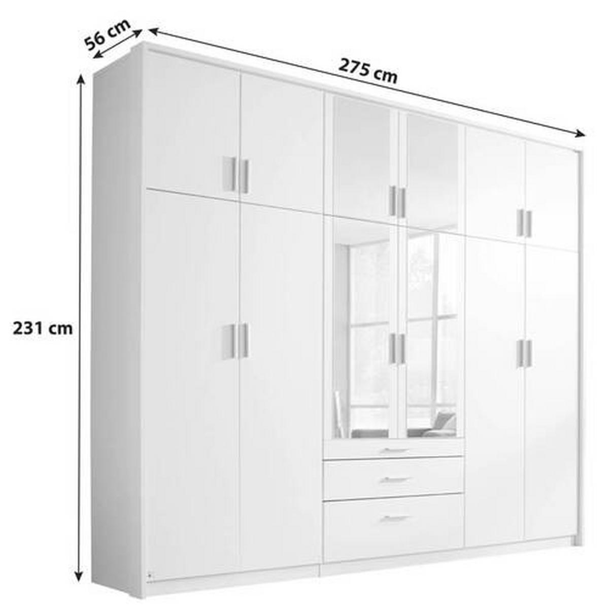 NYÍLÓAJTÓS SZEKRÉNY átlátszó, fehér  - fehér/átlátszó, Design, műanyag/faalapú anyag (275/231/56cm) - Rauch Möbel