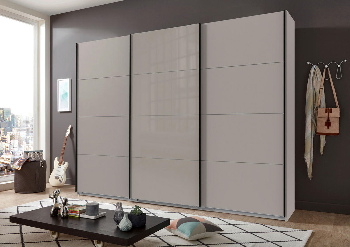SCHWEBETÜRENSCHRANK  in Graphitfarben, Sahara  - Schwarz/Graphitfarben, Design, Glas/Holzwerkstoff (270/208/65cm) - Carryhome