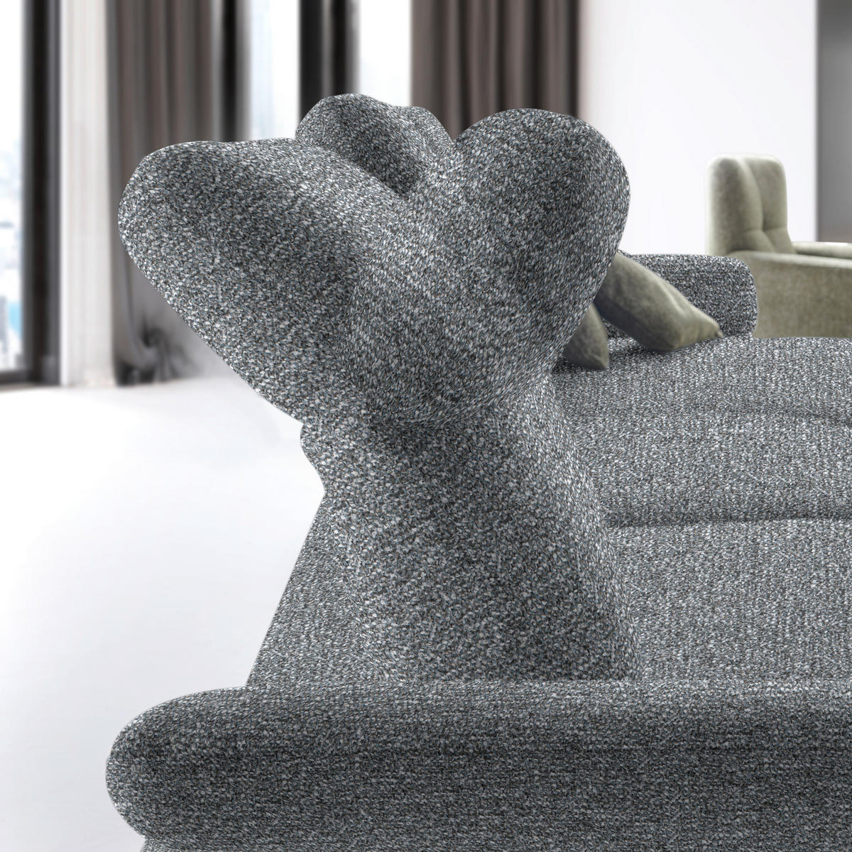 ECKSOFA in Chenille, Flachgewebe Blaugrau  318/165 cm  - Blaugrau/Schwarz, Design, Textil/Metall (318/165cm) - Xora