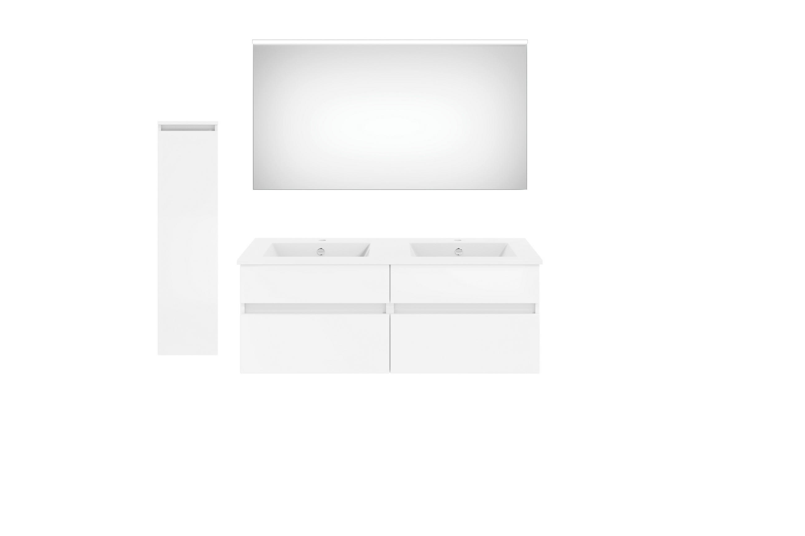 BADEZIMMER in 150 cm - Weiß Hochglanz/Dunkelgrau, KONVENTIONELL, Keramik/Holzwerkstoff (150cm) - Puris